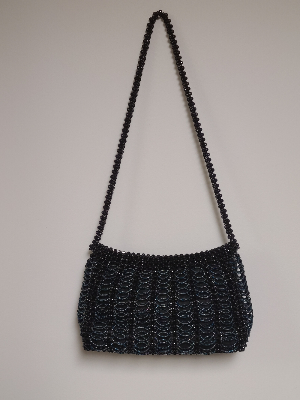 Vintage Black Beaded Shoulder Bag
